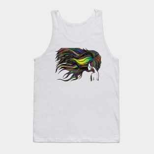 Woman Hair Colorful Tank Top